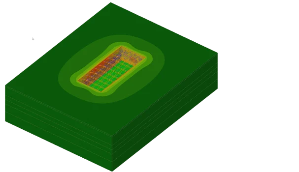 CESAR-LCPC — 3D foundation on a layered soil block