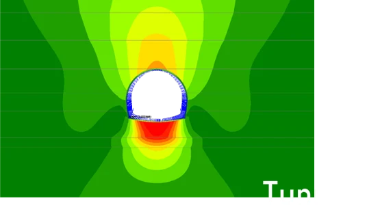 CESAR-LCPC — tunnel section with surrounding stress contours