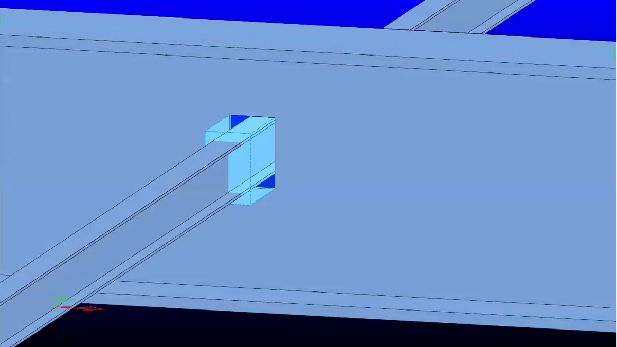 COMOSYS model — a beam coped where it meets another member