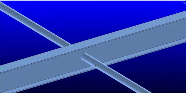A part cut where two members cross