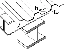 Steel Portal Frame EC3 — haunch web detail annotating web height and web thickness on the rafter