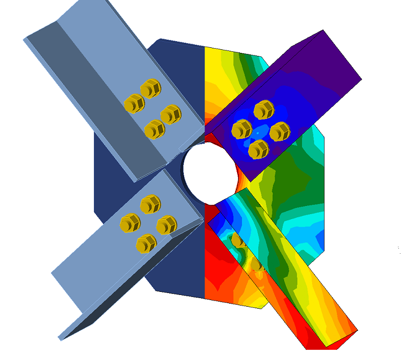 Bolted gusset plate truss connection designed in IDEA StatiCa
